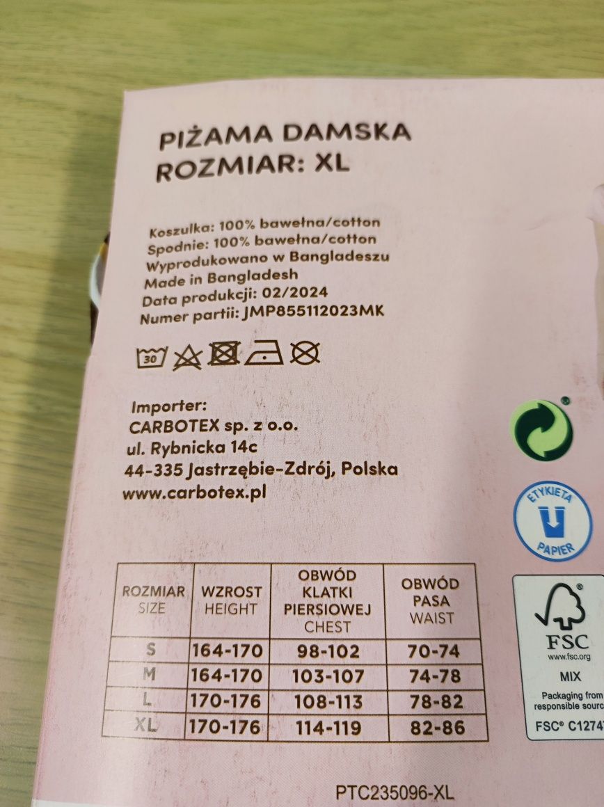 Piżama damska XL Pusheen kot kotek nowa