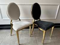 Krzesło złote glamour welurowe obicie