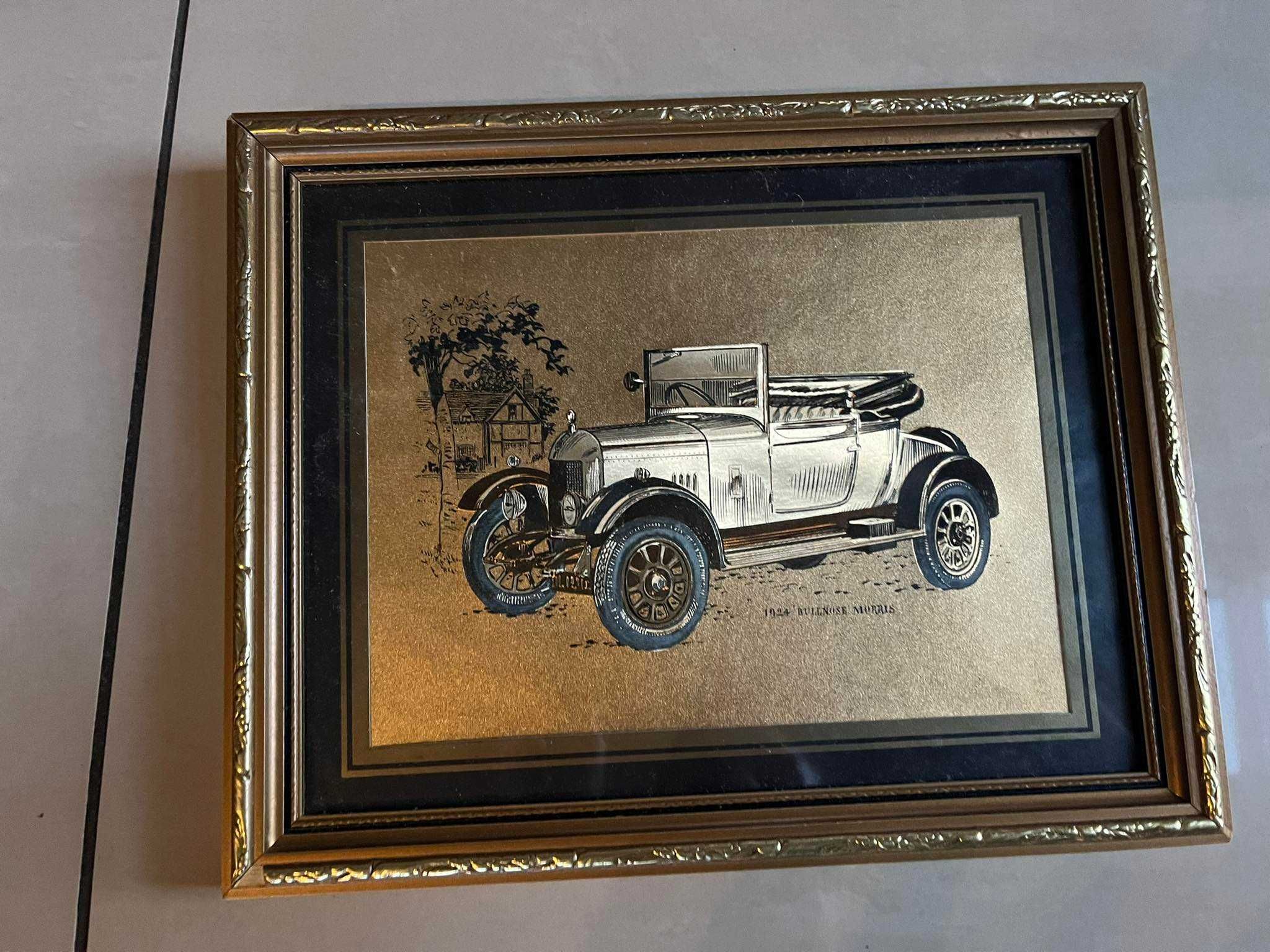Stare Auto Rolls Silver Ghost 1909 obrazek w złotej ramie