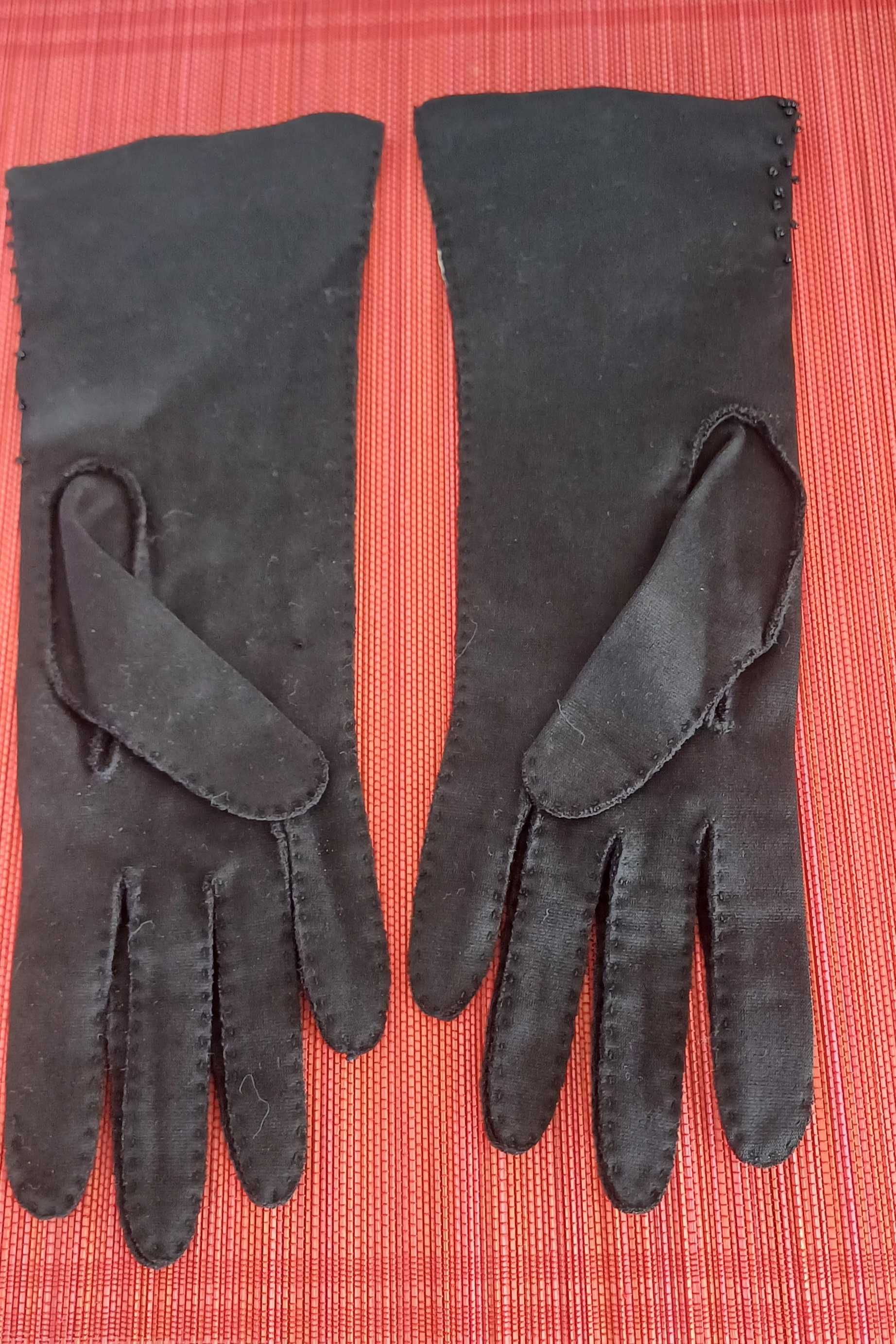 Luvas pretas cerimónia vintage bordadas