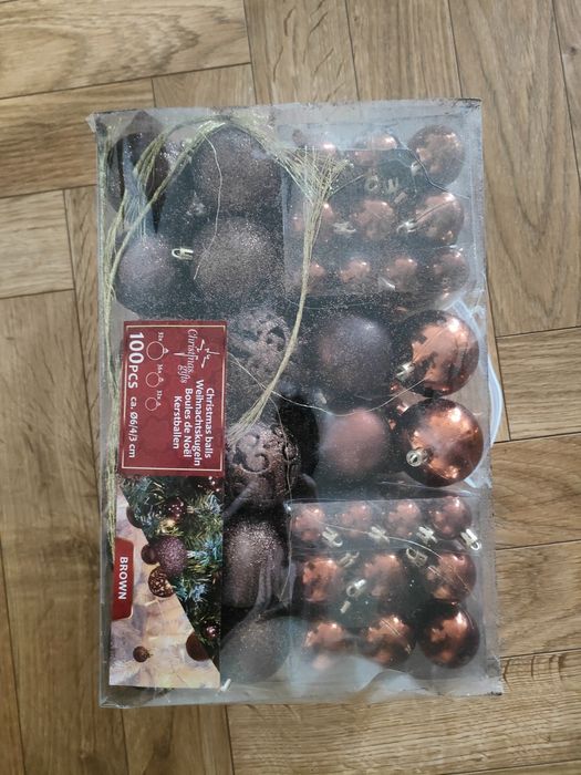 Bombki choinkowe, brązowe  100 szt