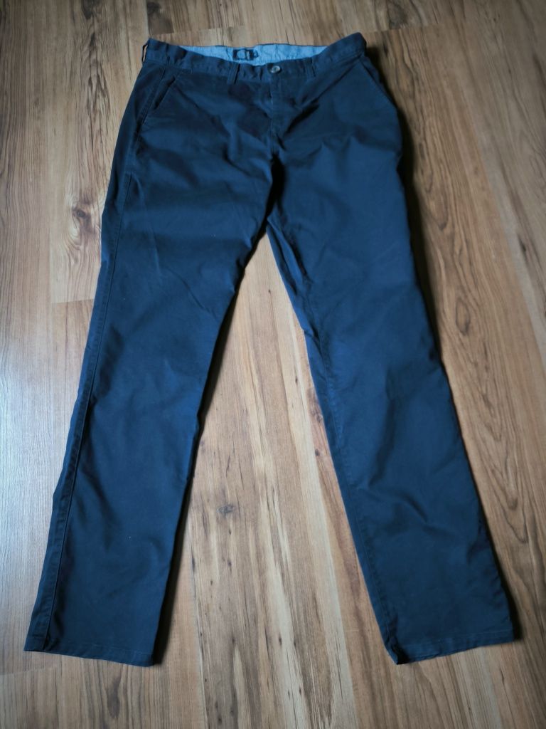 Cambridge Dry Goods company chinos męskie 34 granatowe spodnie proste