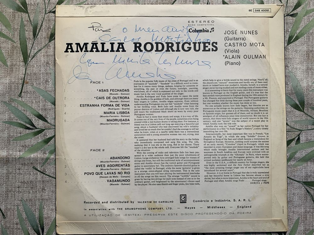 Amália Rodrigues com dedicatória raro