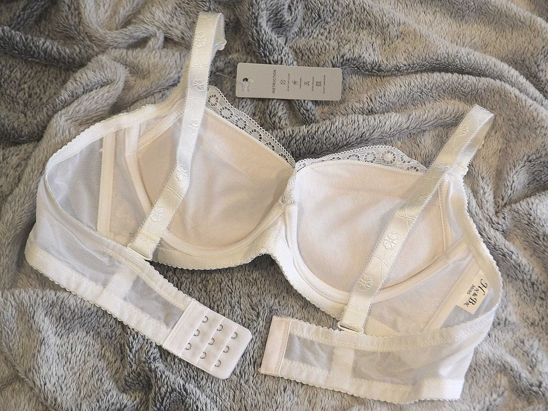 Biustonosz MEGA PUSH-UP Hn&Bn Koronka Szerokie Zapięcie 38/85B Ecru