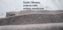 Lekko błyszczący szalik srebrna nitka Camaieu włókno metaliczne szary