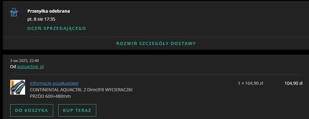 Wycieraczki CONTINENTAL AQUACTRL 2 DirectFit  600+480mm
