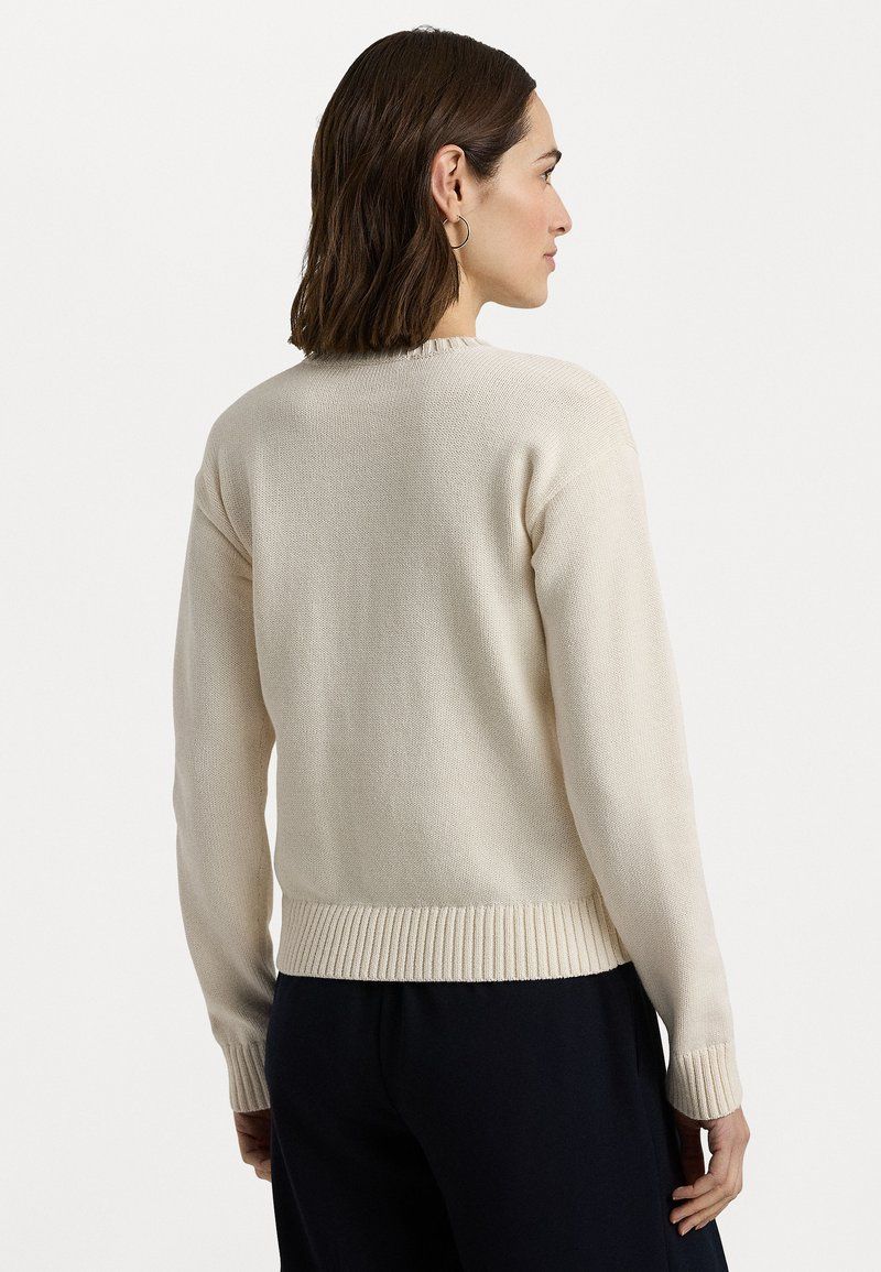 Sweter śmietankowy z dużym logo Lauren Ralph Lauren S