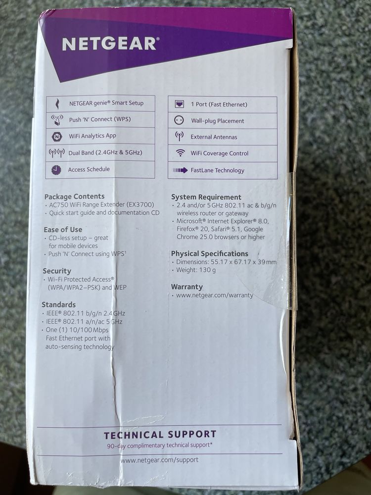 Netgear wzmacniacz sygnału WiFi AC750 (EX3700)