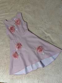 Нарядное розовое платье размер М (44-46)
