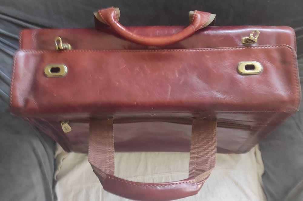 Męska duża skórzana biznesowa teczka Vip Collection kolor brąz/burgund