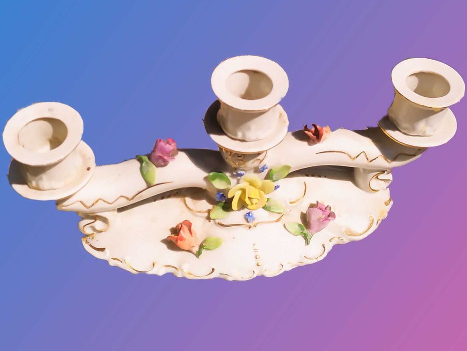 Вінтажний німецький порцеляновий (фарфоровий) канделябр (підсвічник)