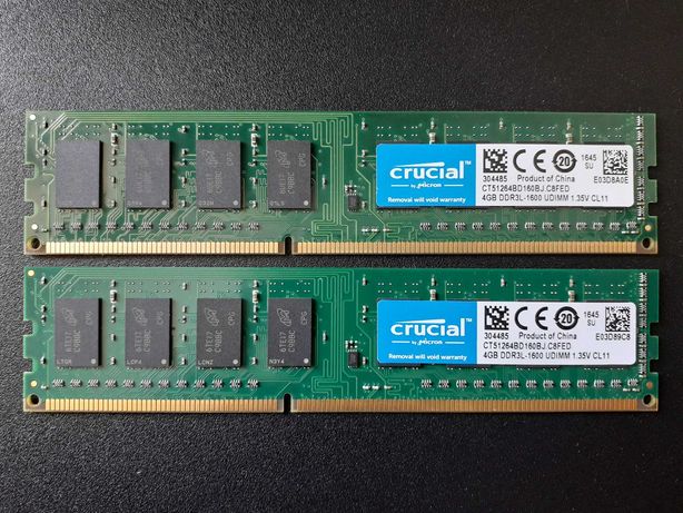 Оперативная память Crucial 8 GB DDR3L (1,35-1,5В) - 1600 (2x4GB)