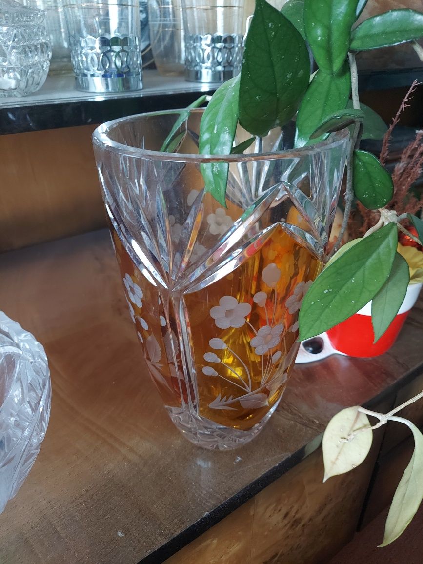 Kryształ wazon kryształowy Julia Bursztyn PRL