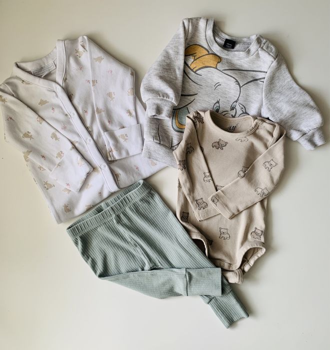 Zestaw:legginsy, bluza, pajac, body, H&M/Cubus/Primark, 62/68