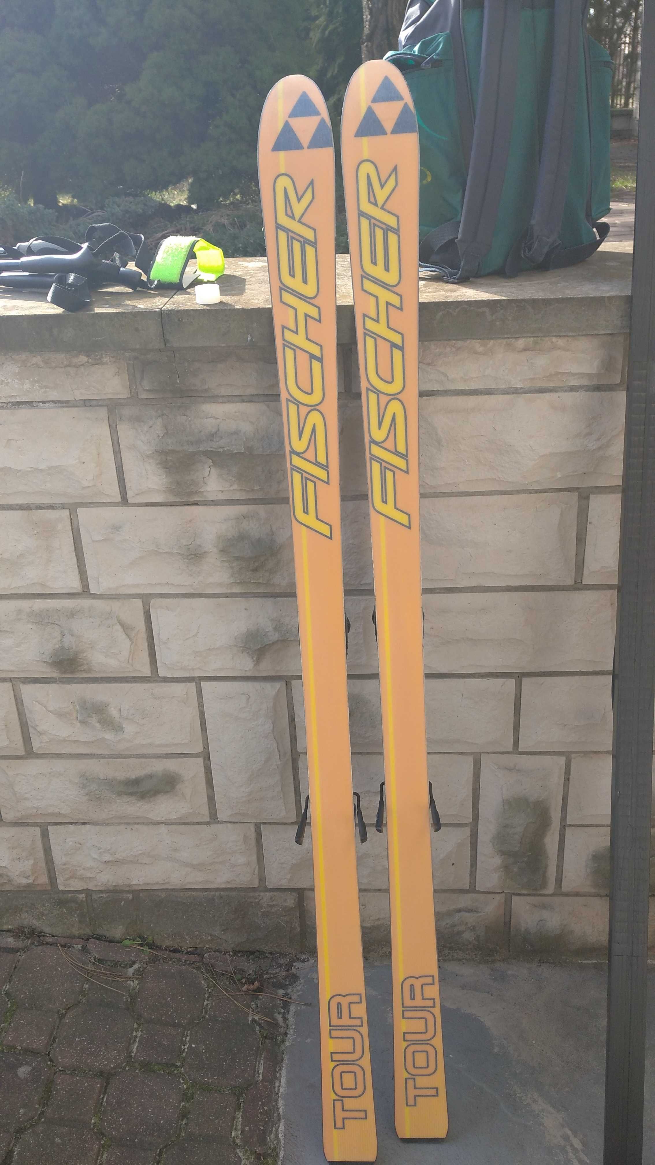 Narty skiturowe Fischer 170cm + wiązania Diamir Titanal II + harszle.