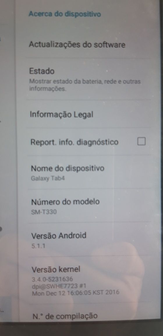 Tablet Samsung A4 modelo T330 ler discrição.