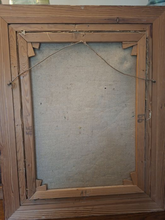 Stary obraz olejny w drewnianej ramie - Martwa natura