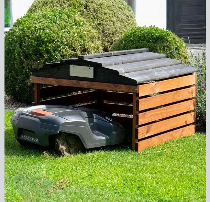 Dobar 56193E garaz dla robota Domek, Drewno, Brązowy/Czarny, 78,5 x 74