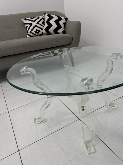 Журнальный стеклянный круглый стол столик