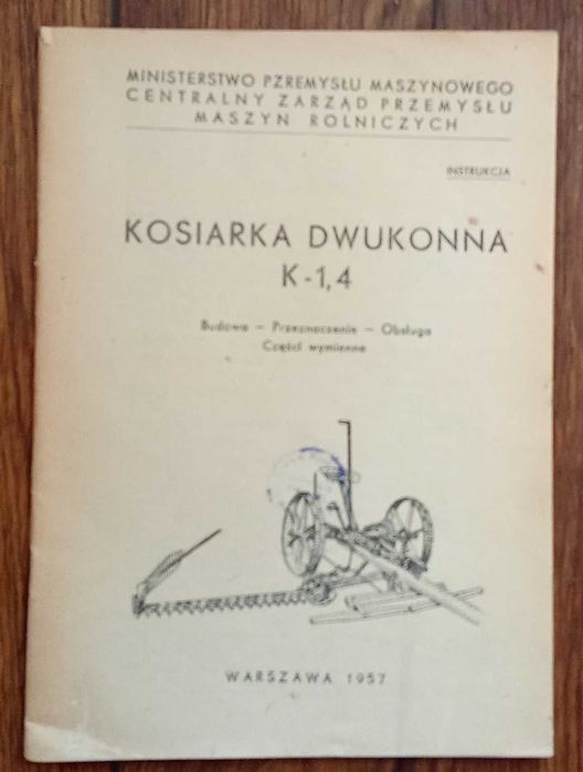 Instrukcja kosiarka dwukonna K-1,4 katalog  części