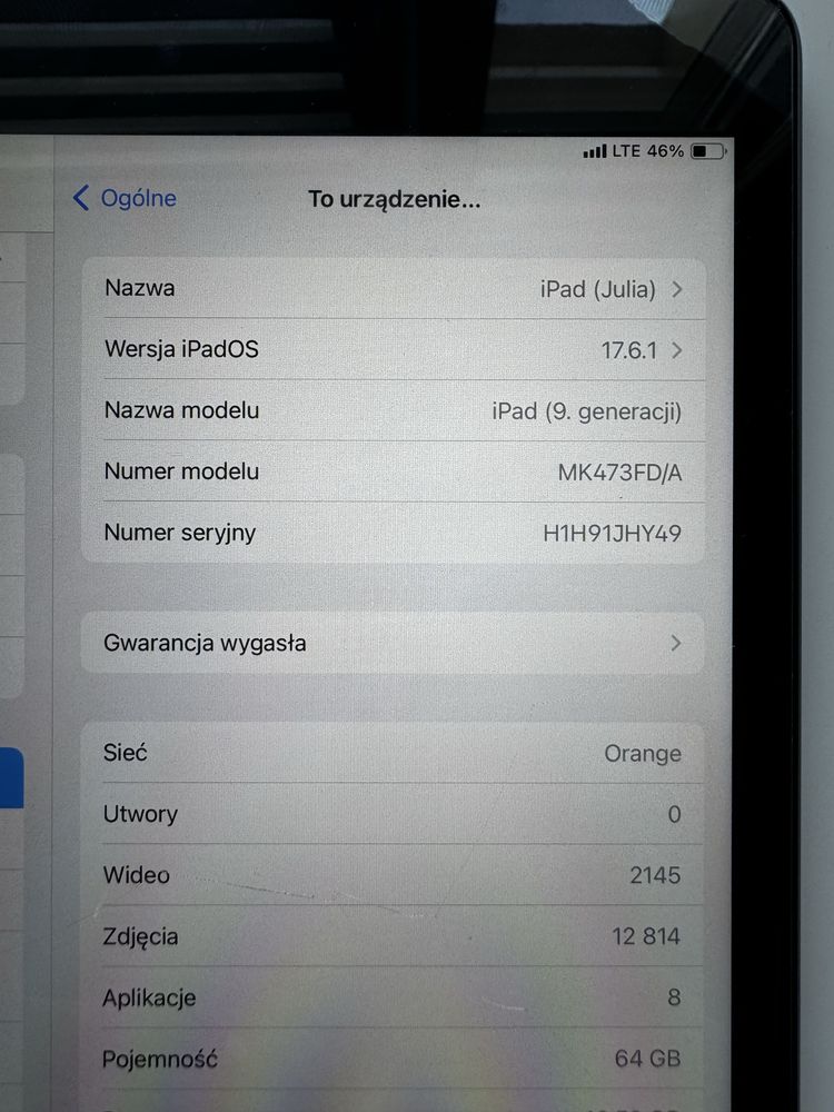 Apple Ipad 10.2 9 generacji Wifi + LTE