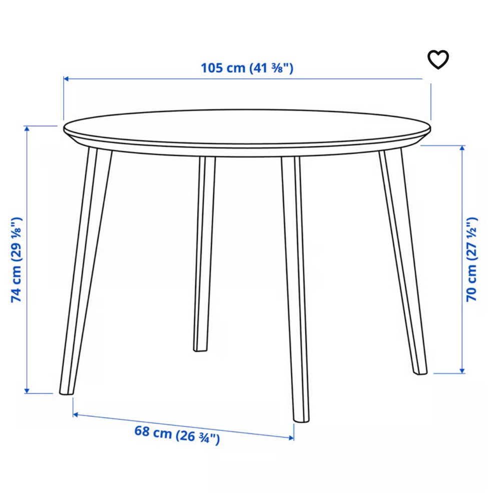 Mesa  jantar redonda carvalho natural/ preto 105cm