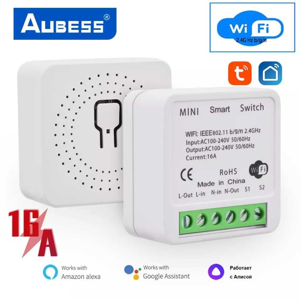 Умный мини выключатель aubess 16A с поддержкой wi-fi и таймером