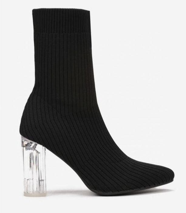 NOWE wiosenne elastyczne botki z przezroczystym obcasem. Rozm. 40