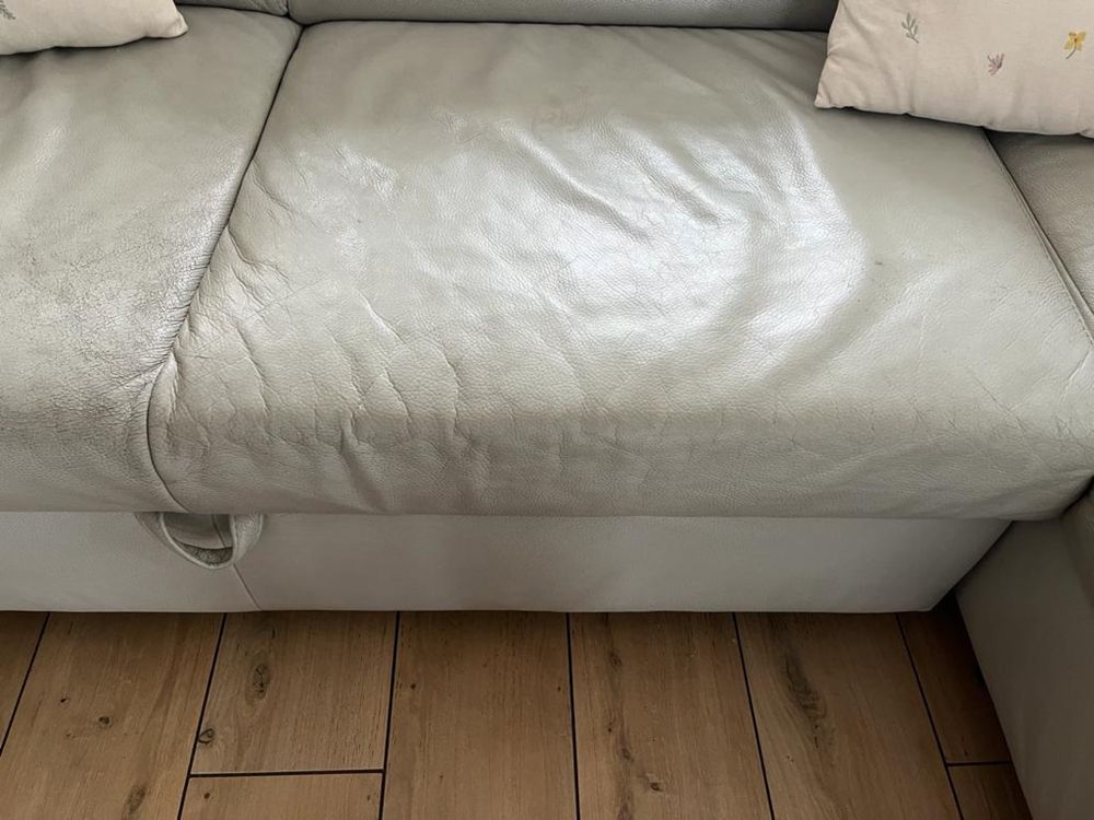 Kanapa Sofa skóra naturalna z funkcją spania oraz skrzynią na pościel