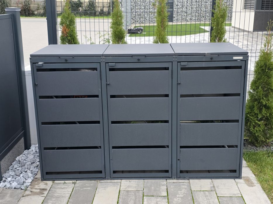Obudowa kosza na śmieci 3 segmentowa 120 ltr. Boks śmietnikowy