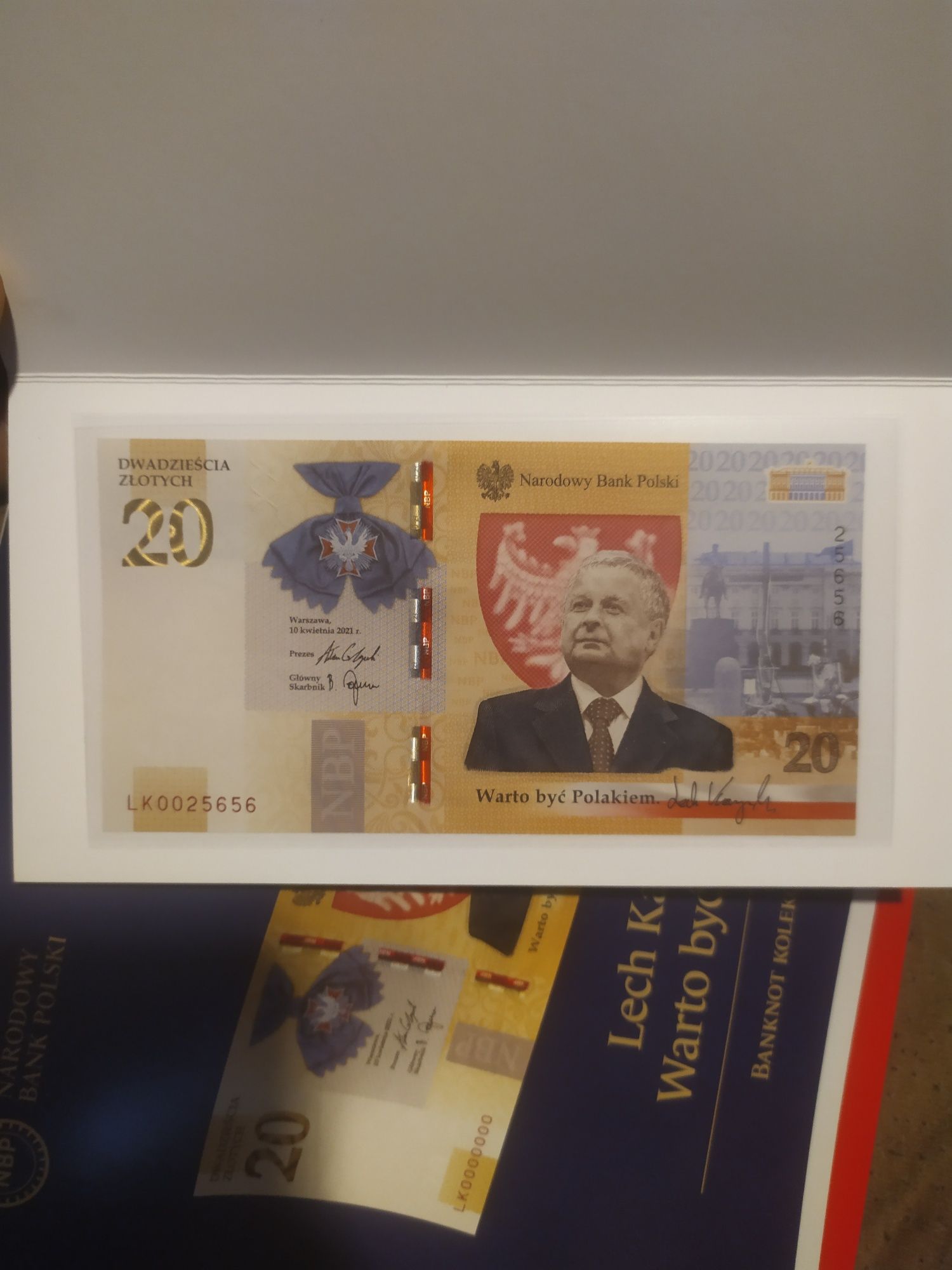 Banknot Lech Kaczyński 20 zł Warto być Polakiem 5 sztuk