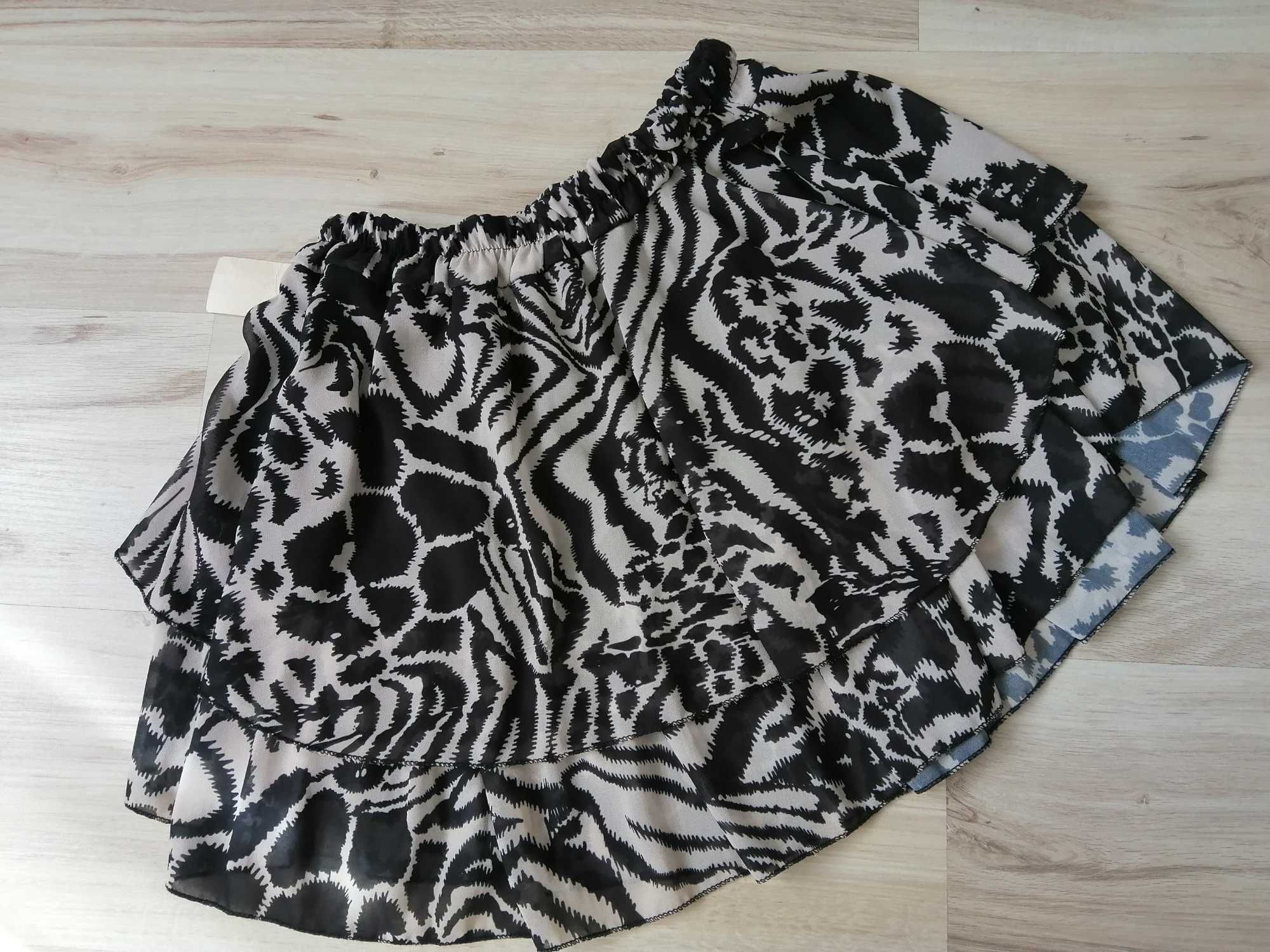 Spódniczka spódnica panterka, zebra, motyw zwierzęcy, falbanki