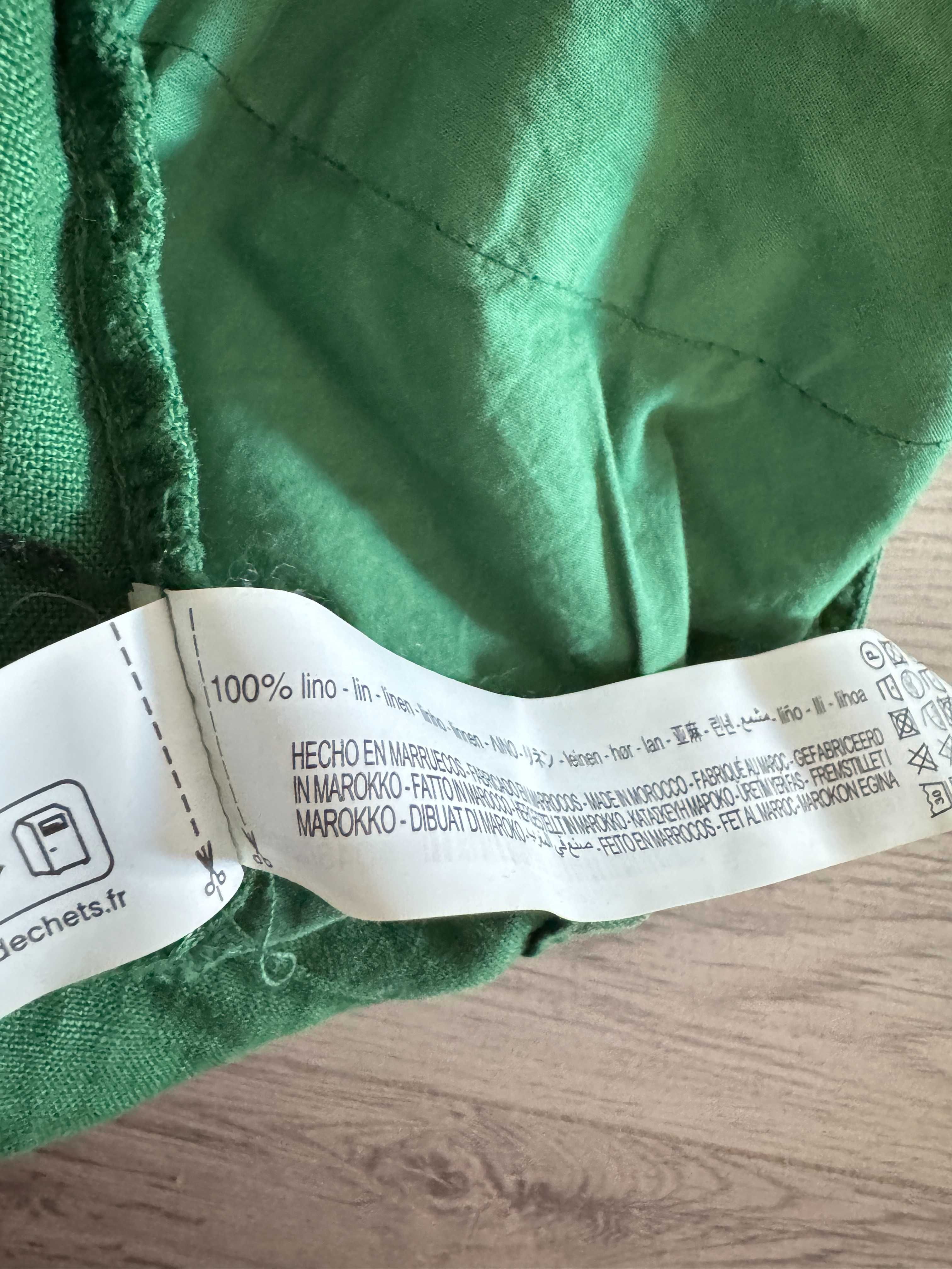 Lniane spodnie w zielonym kolorze Zara