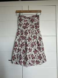 Biała krótka sukienka w różowe kwiaty vintage fashion in style 34