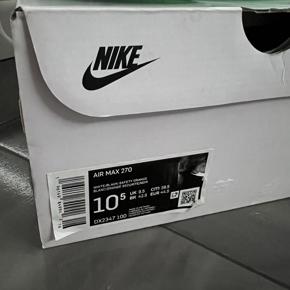 Срочно!Кроссовки Nike 10,5 us (28,5 см) AIR MAX 270 DX2347 100
