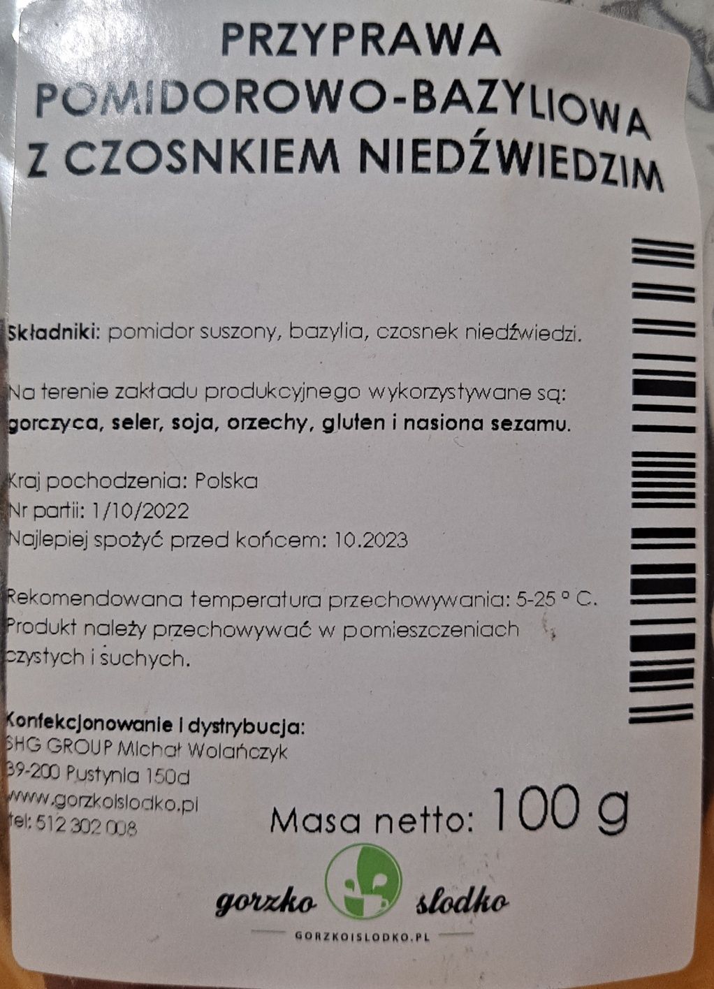 Przyprawa pomidorowo-bazyliowa z czosnkiem niedźwiedzim