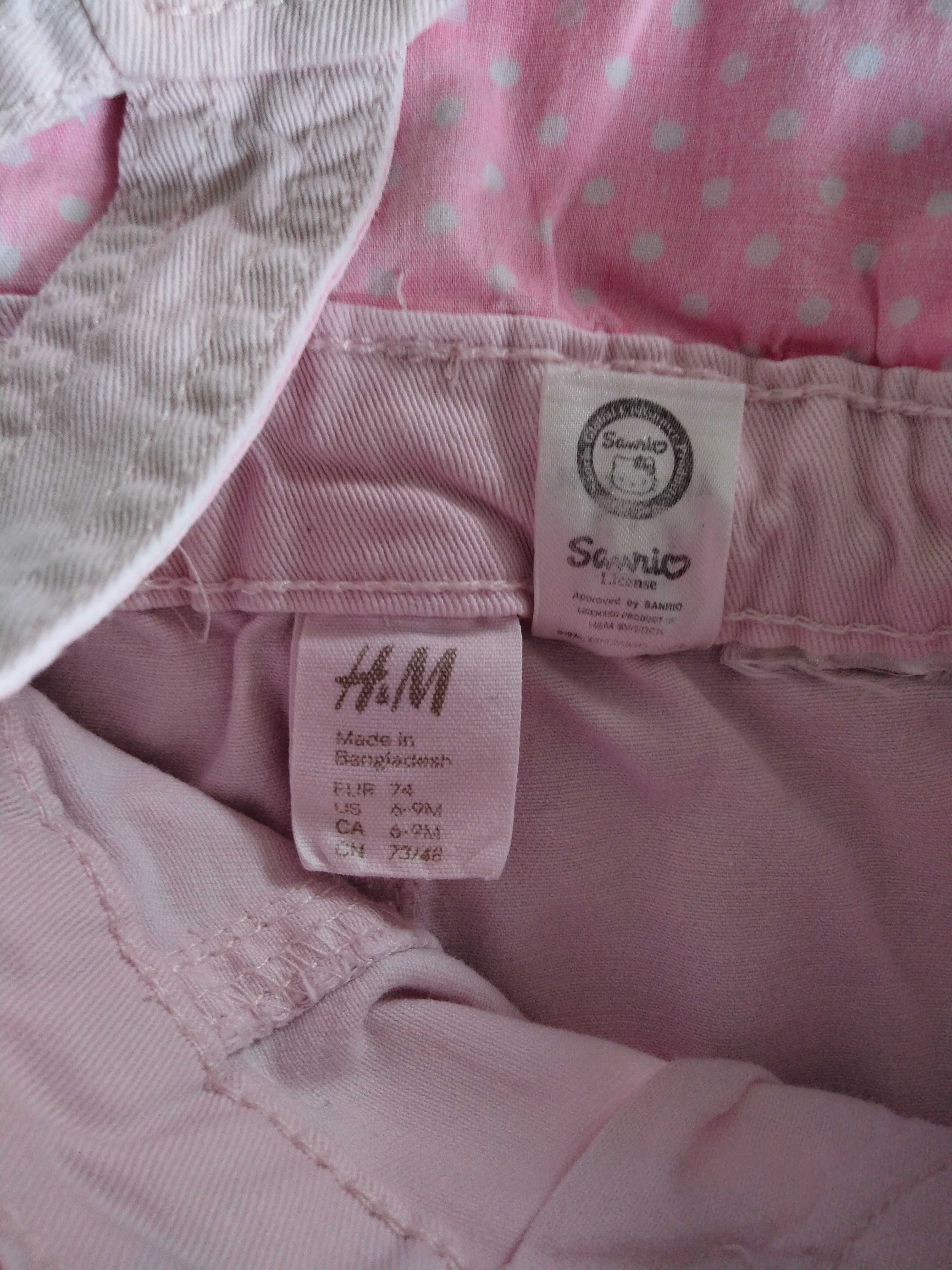 Sukienka jeansowa H&M Hello Kitty rozm. 74 ogrodniczka stan idealny