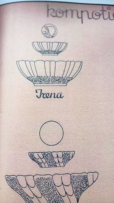 Talerz błękitny z wiśniami Irena Inowrocław katalog zbiorczy l. 40/50