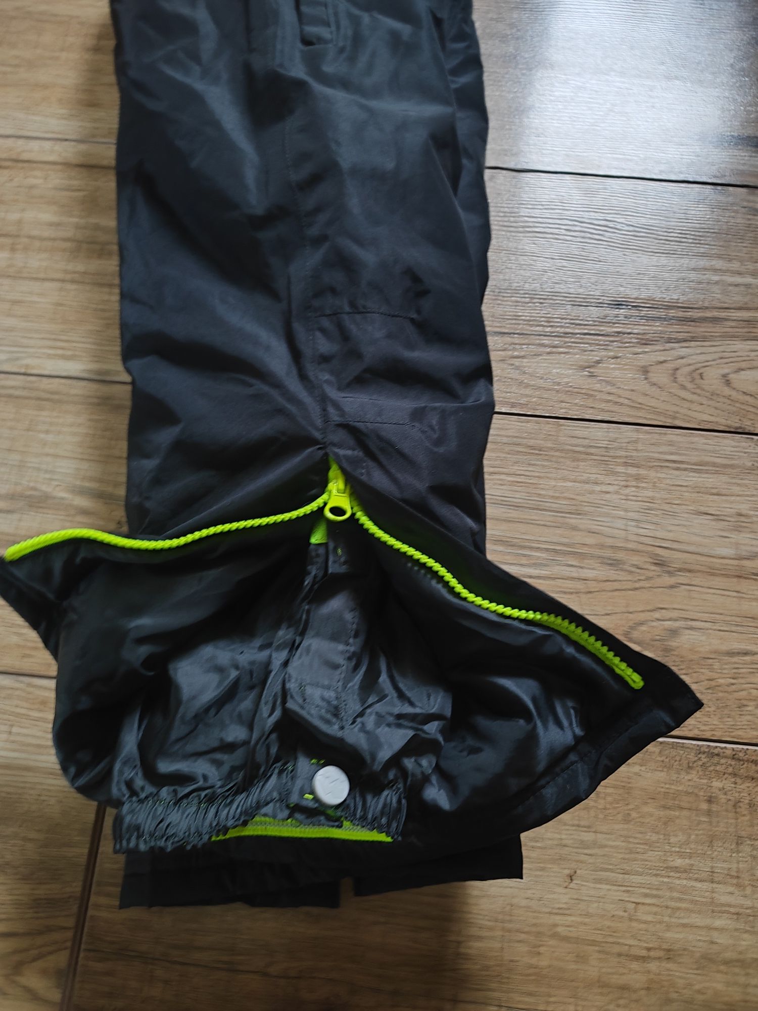 Spodnie zimowe ocieplane 116 unisex szelki czarne zima narciarskie