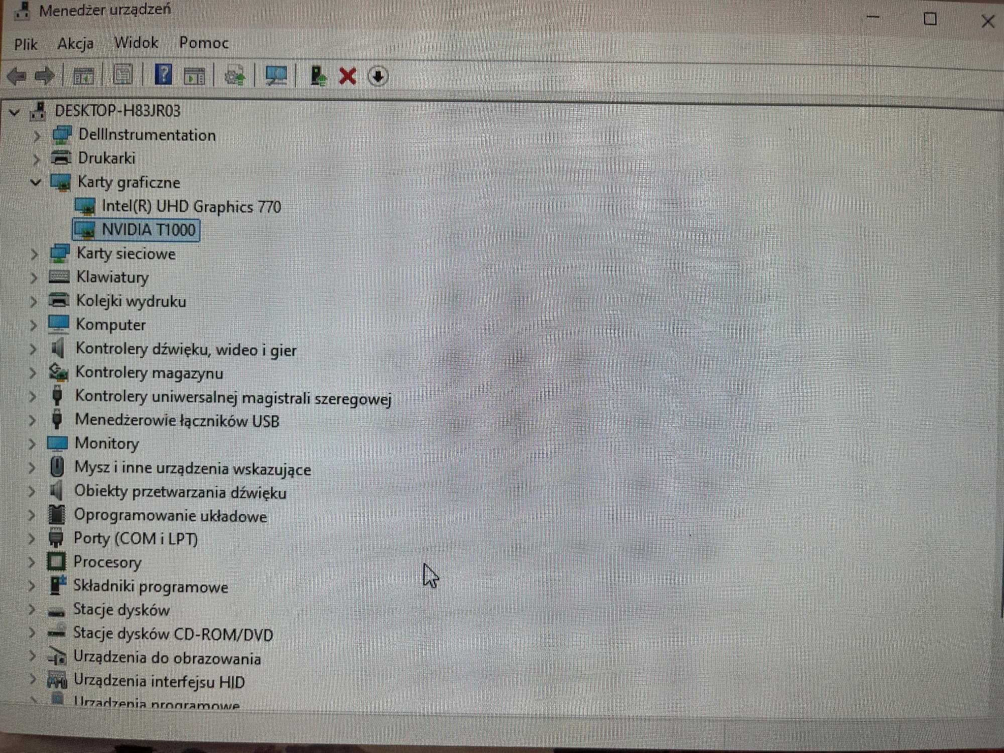 Precision 3460, NVIDIA T1000, obsługa wielu monitorów