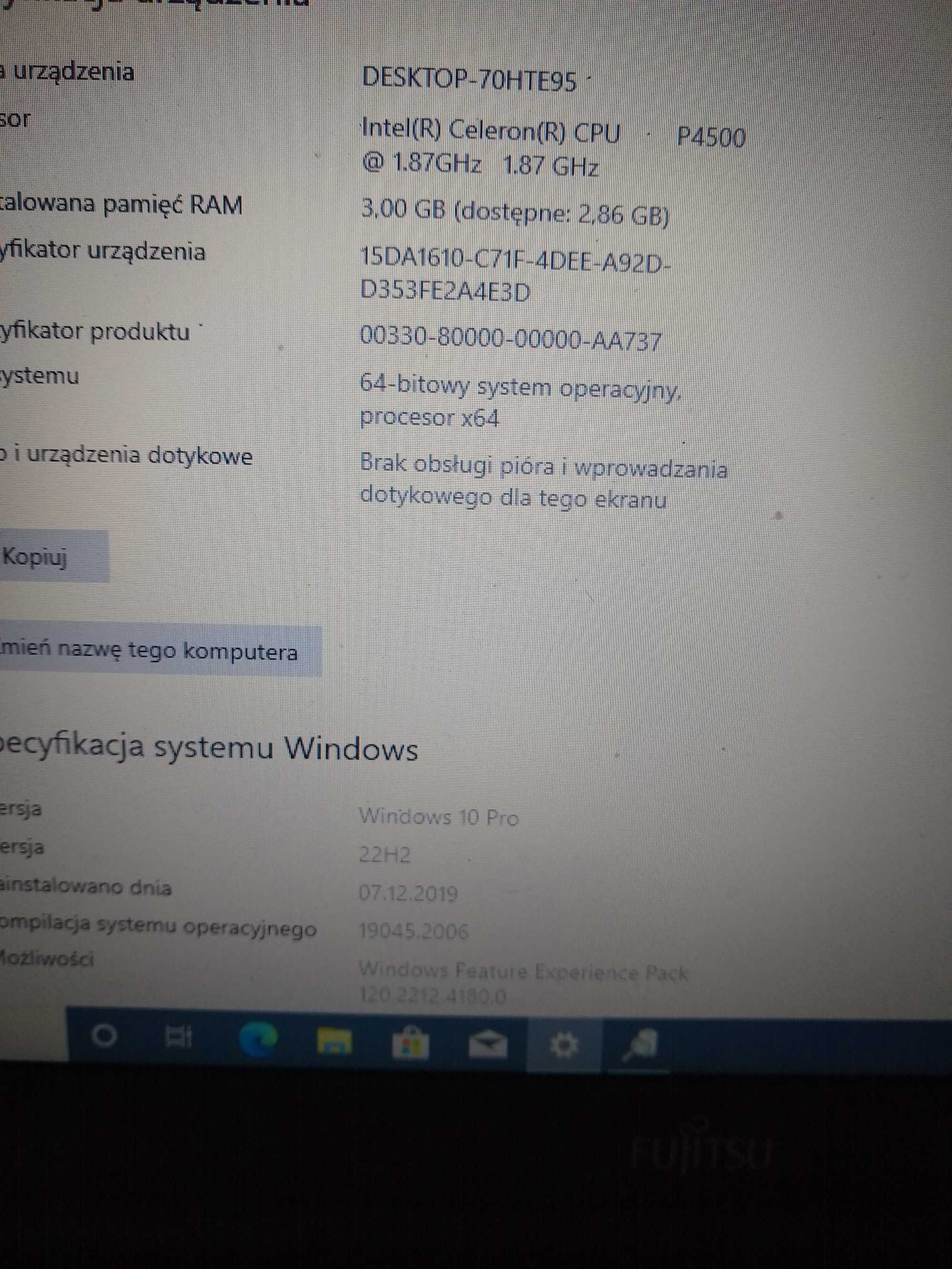 Laptop Fujitsu Amilo lifebook E780