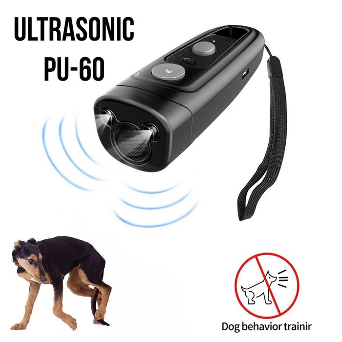 Ultrasonic PU-60 Отпугиватель собак с фонариком відлякувач собак stc.