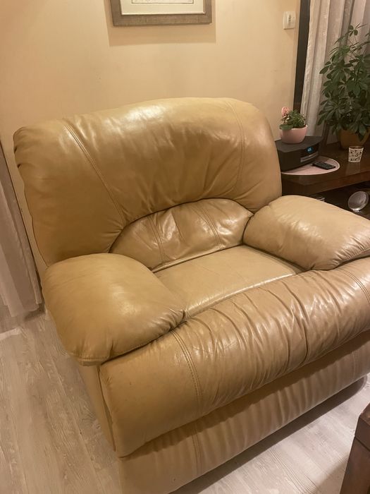 Zestaw wypoczynkowy sofa plus dwa fotele skóra
