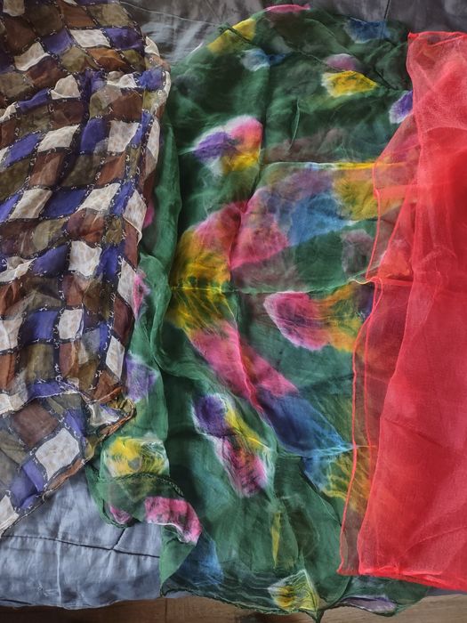 Trzy duże kolorowe apaszki, wiskoza Indie