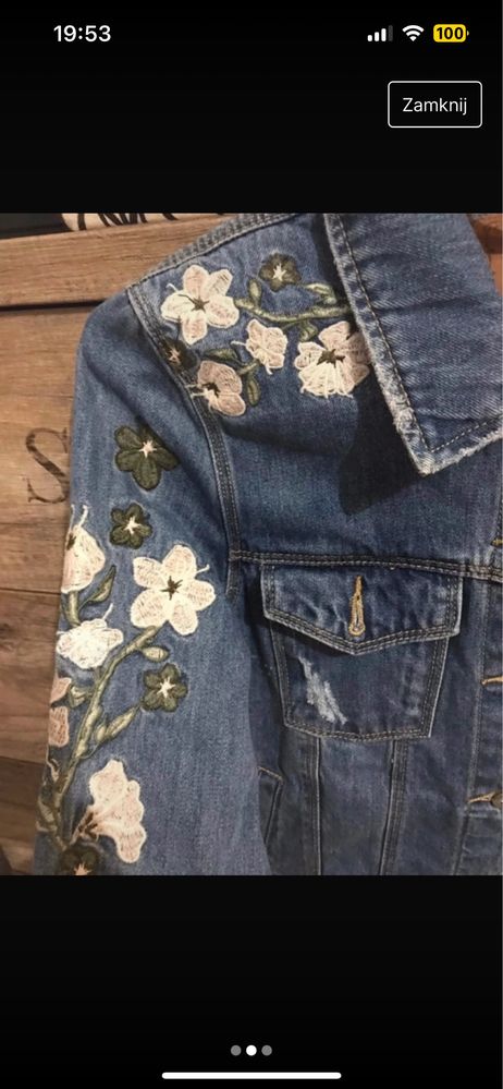 Katana jeansowa kwiatki kurtka jeansowa kwiaty kurtka jeans