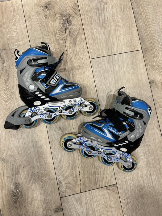 Ролики дитячі розмір 27, 28, 29, 30 ковзани сіро блакитні