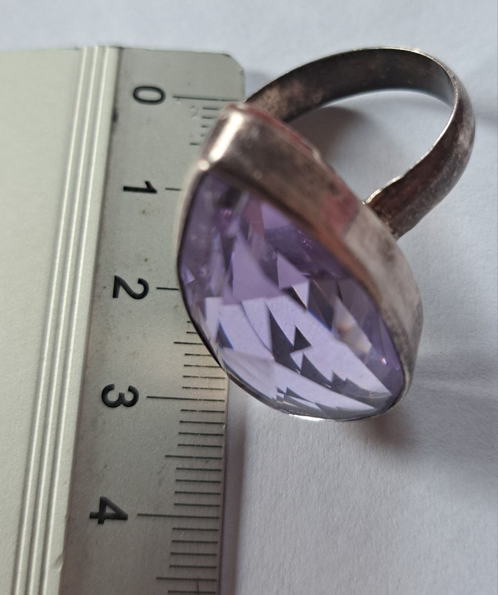 Srebro Stara biżuteria PRL pierścionek duży sygnowany
