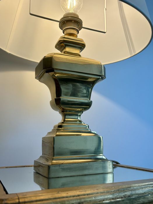 Piękna Duża Mosiężna Włoska Lampa 1950rok Ciężki Lity Mosiądz Unikat