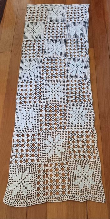 Toalha/Echarpe Renda Artesanal Cru