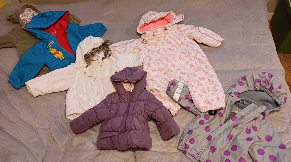 Kurtki i kombinezon niemowlęce, rozmiary 74-80